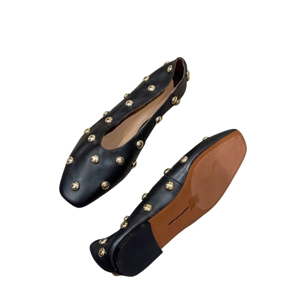 Madewell Mylie Stud Embellished Ballet Flat Classic True Black Size 10.5 NWOT - Picture 6 of 12